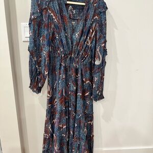 Ulla Johnson Blue and Brown Maxi Dress